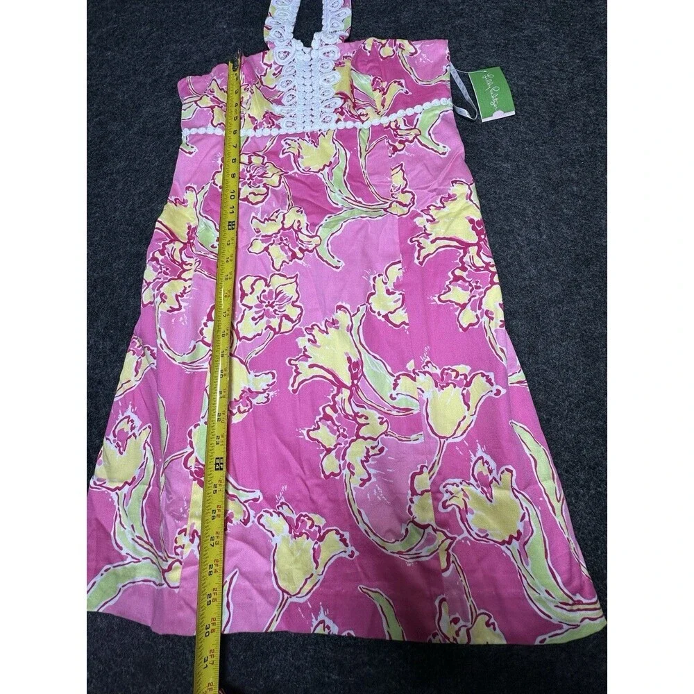 Lilly Pulitzer Pink & Yellow Floral Halter Shift Dress - Size 10 - NWT